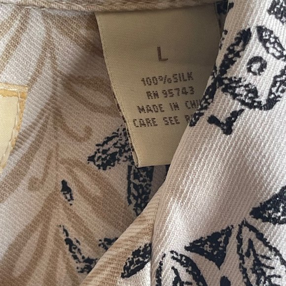 Island Republic 100% Silk Men's Large Hawaiian Floral Short Sleeve Top Vacation - Picture 5 of 5